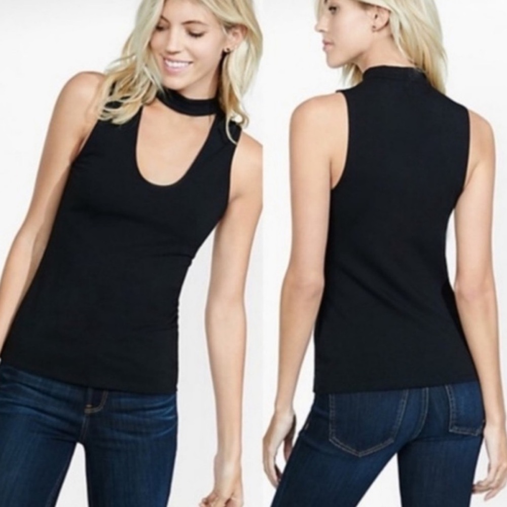 Express Black Sleevekess Choker Top Size XS